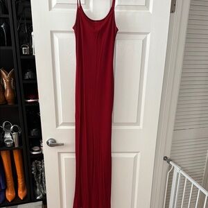 SKIMS iconic maxi lounge dress, burgundy, XL